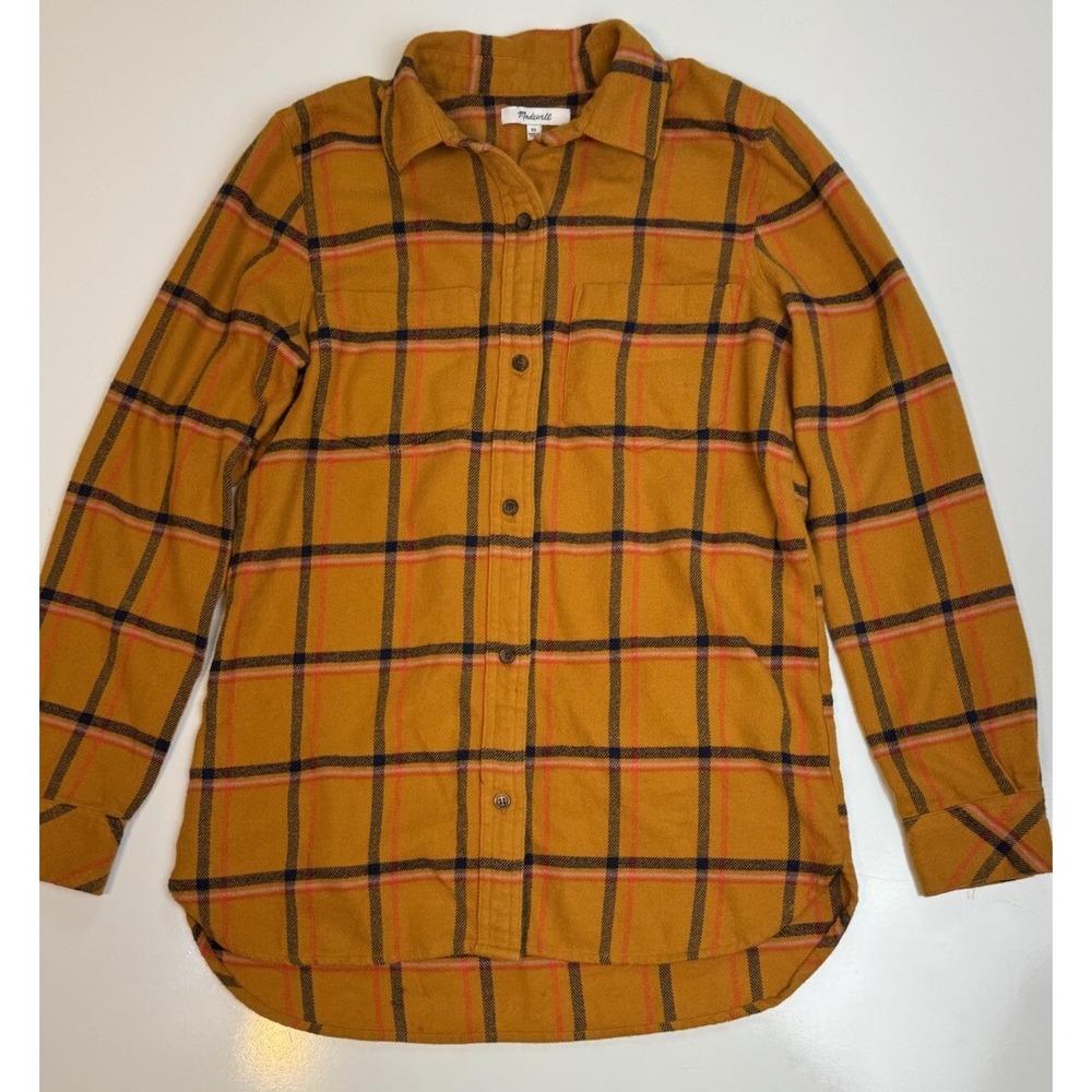 Madewell Shirt Women Flannel Ex-Boyfriend Orange Pink Blue Red Plaid Size XS